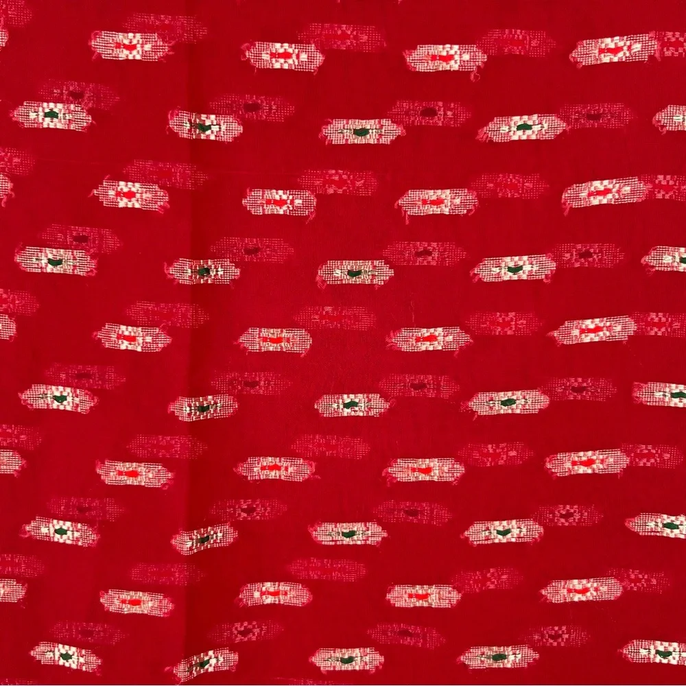 Red Silk Saree Sari Sarong Songket Gold Thread Petticoat Lined Handwoven in Bali